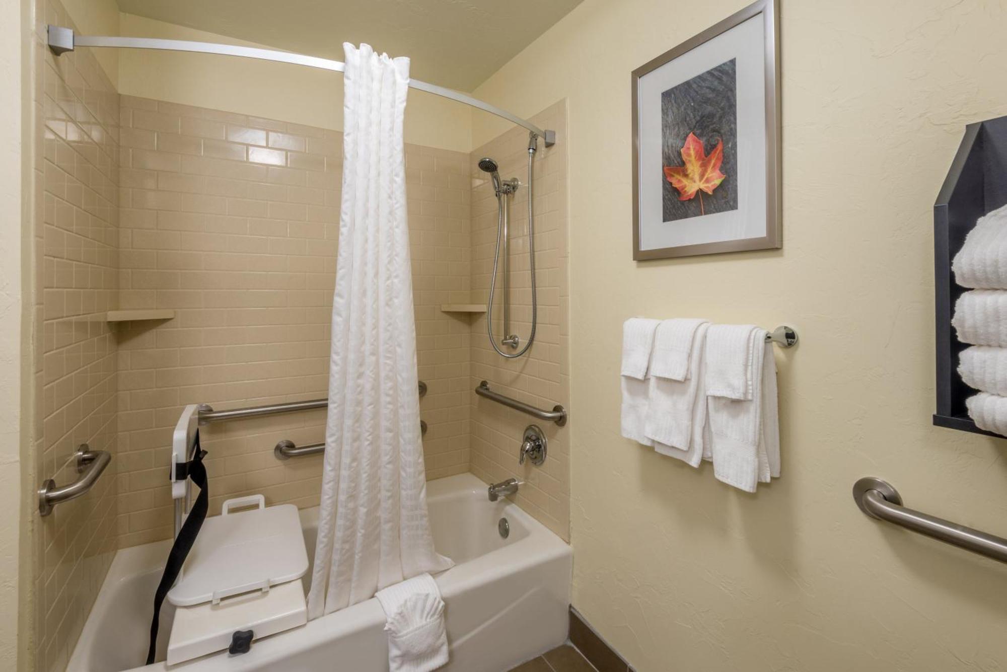Queen Studio Suite with Two Queen Beds and Mobility Accessible Roll-In Shower, Full Kitchen, Sofa Bed