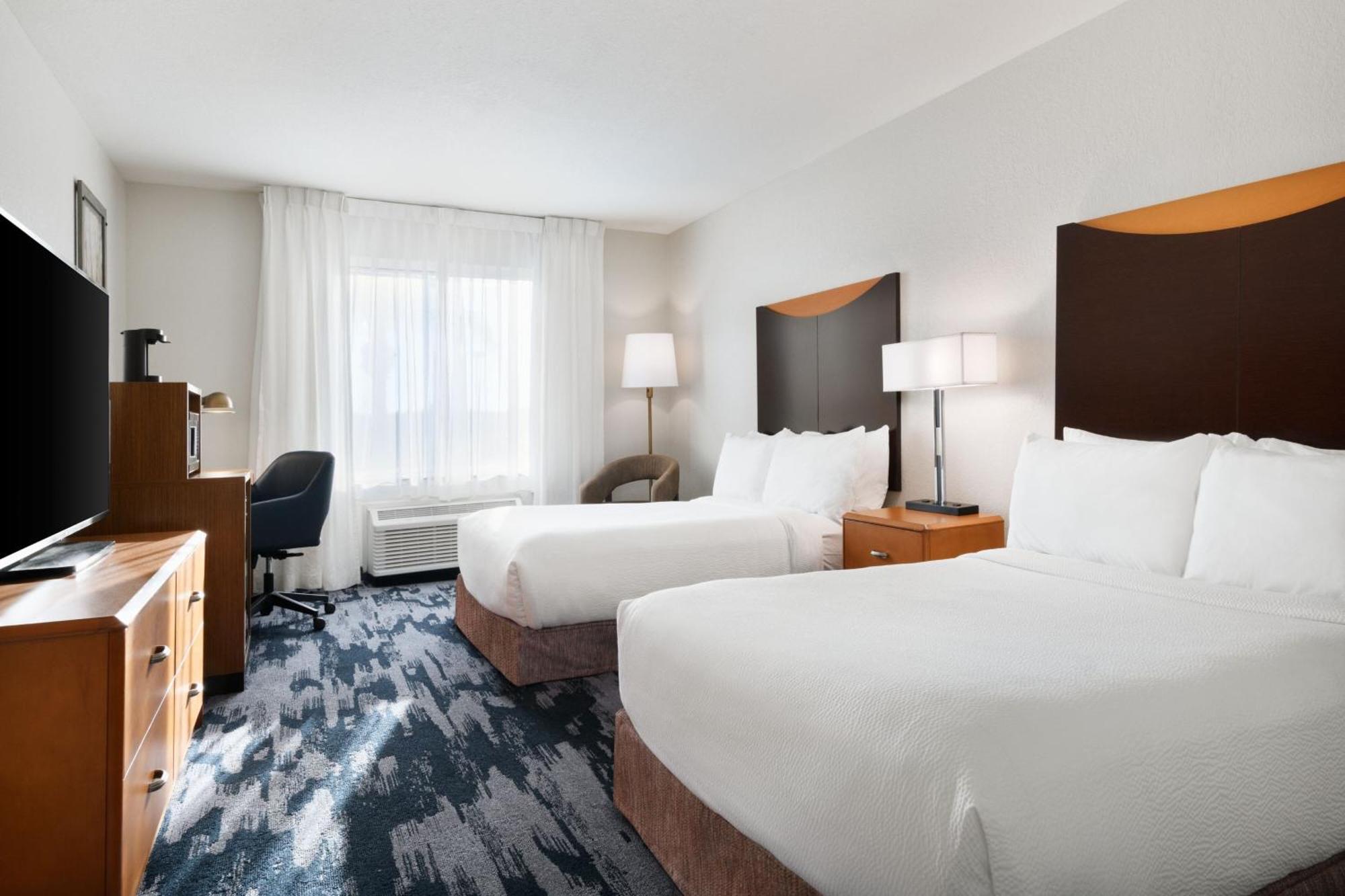 Double Room with Two Double Beds and Roll-In Shower - Mobility Access/Hearing Accessible