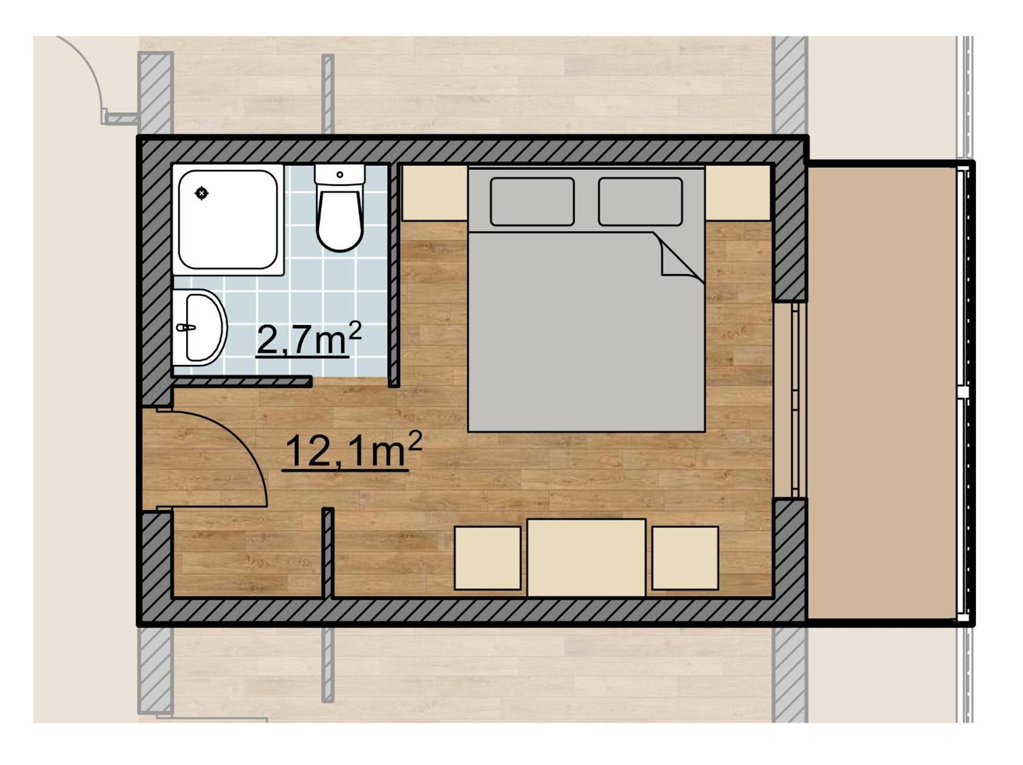 Kleines Doppelzimmer mit Bergblick