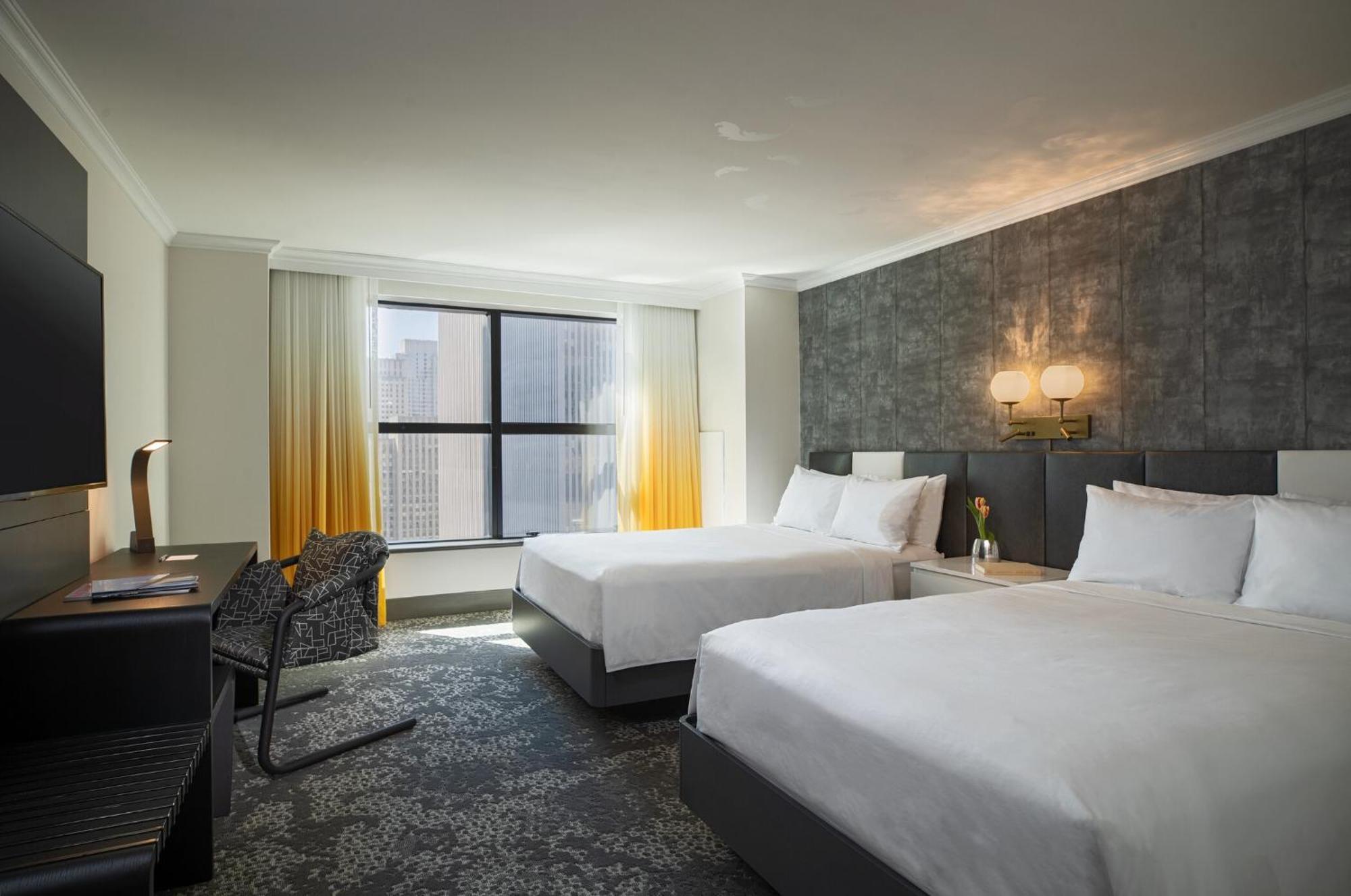 Room Two Double Beds City View