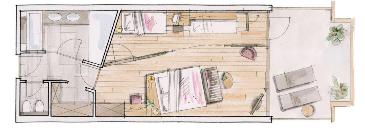 Familienzimmer mit Gartenblick